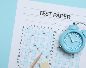 a partially completed test score sheet